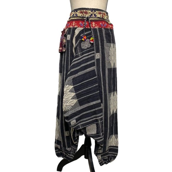 Harem Pants Thailand Motif Hippie Lagenlook Yoga Festival Boho Gypsy Hippy OS - Picture 5 of 12